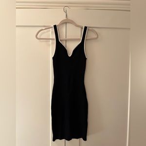 Black knit Abercrombie mini dress with white piping